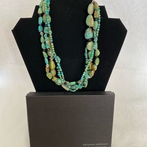 Silpada 4 Strand Turquoise & Obsidian Necklace. #N1299, Retired, W/Box